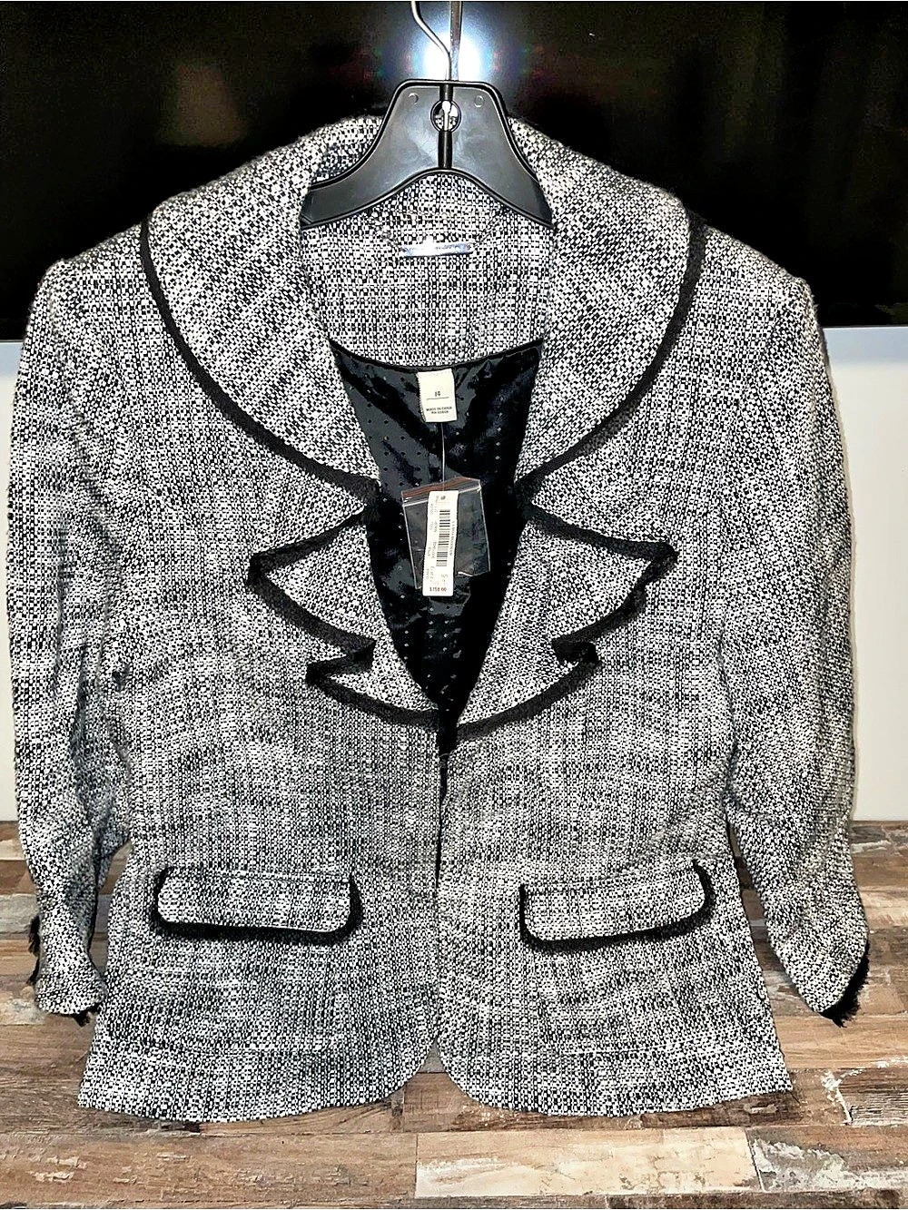 White House Black Market Women's Checkered Blazer Gray & Black Size 14 NWT